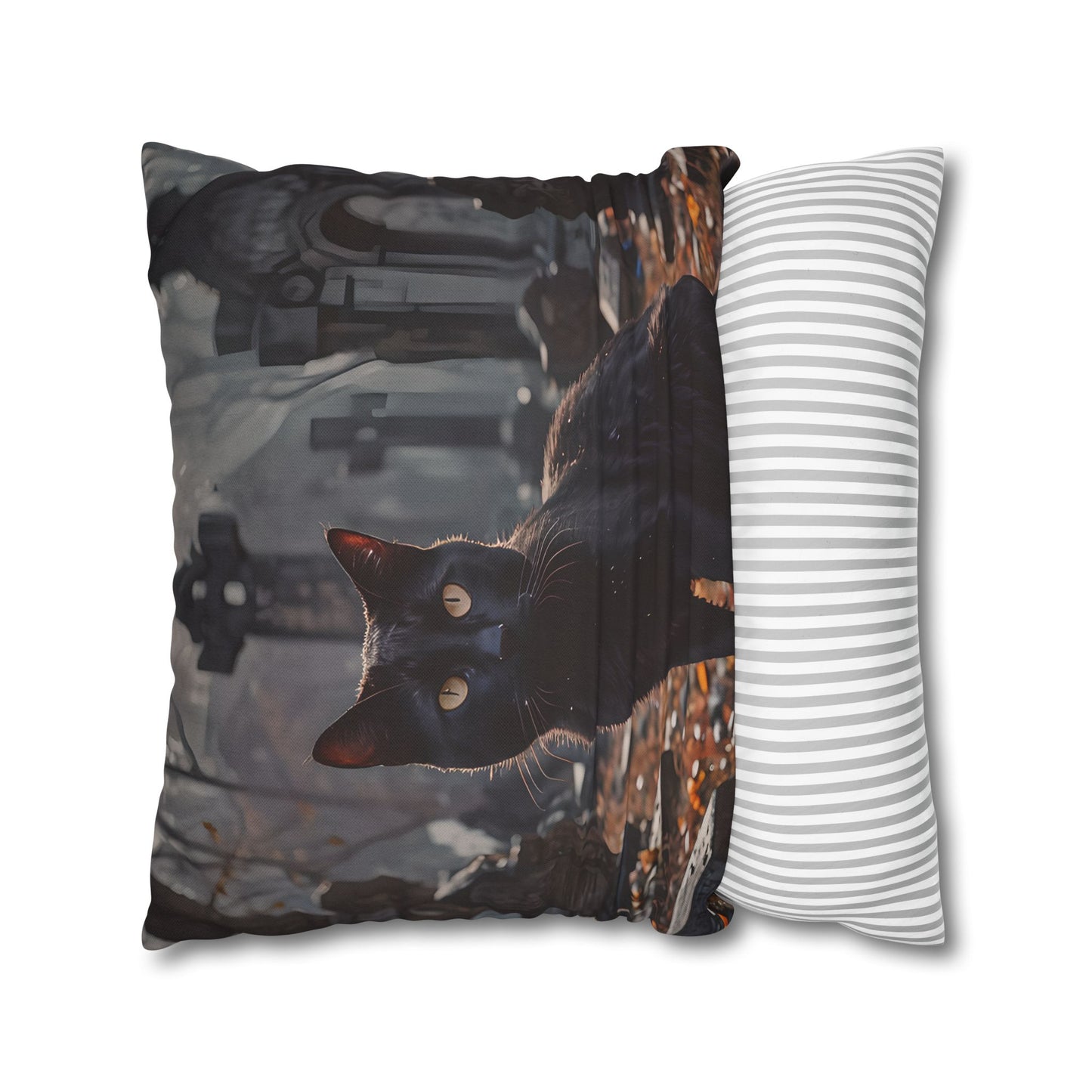 Black Cat Graveyard Pillow Cover