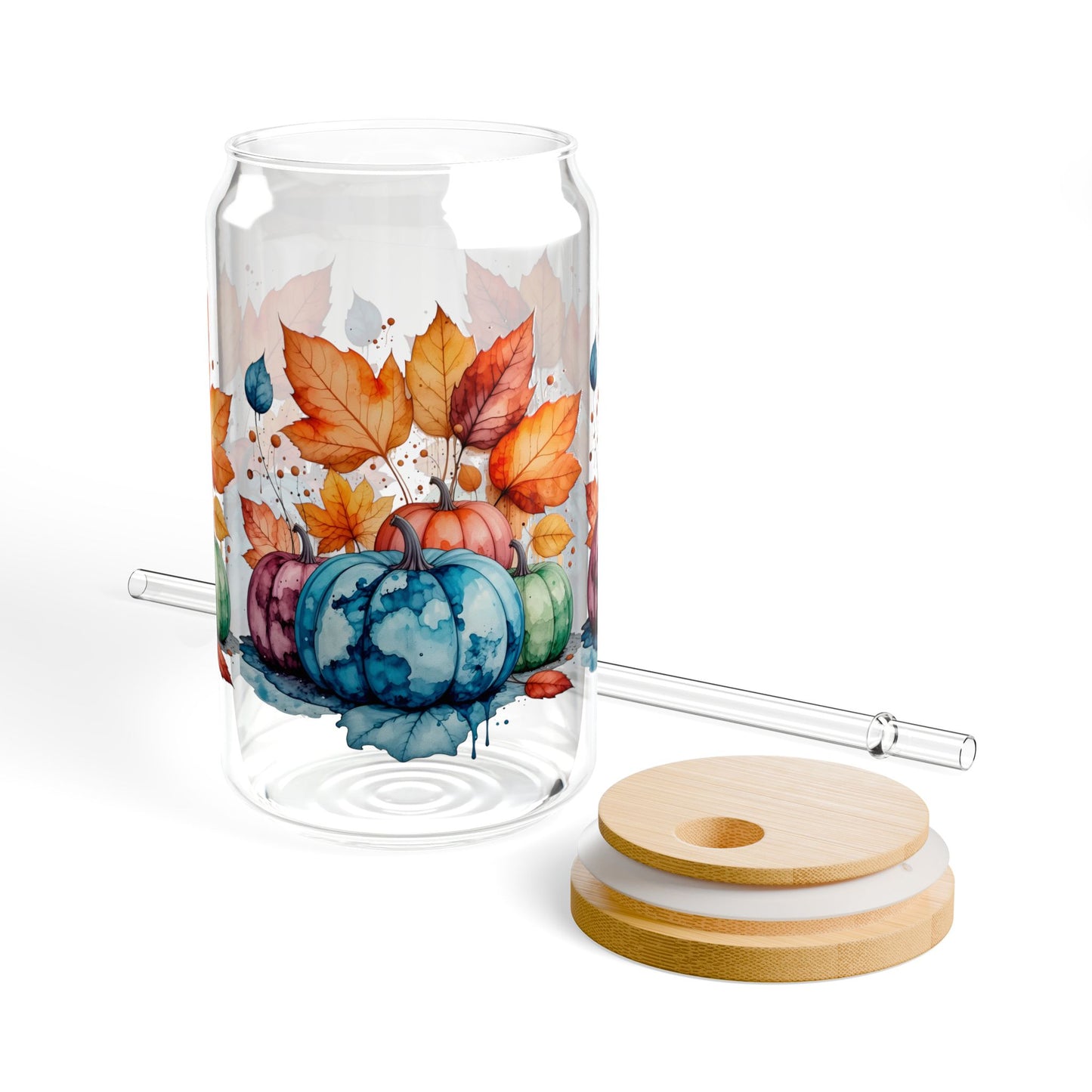 Colorful Autumn Pumpkin Sipper Glass