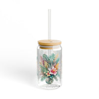 Tropical Floral Bouquet Sipper Glass