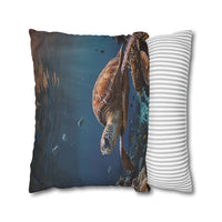 Sea Turtle in the Deep Blue Pillowcase