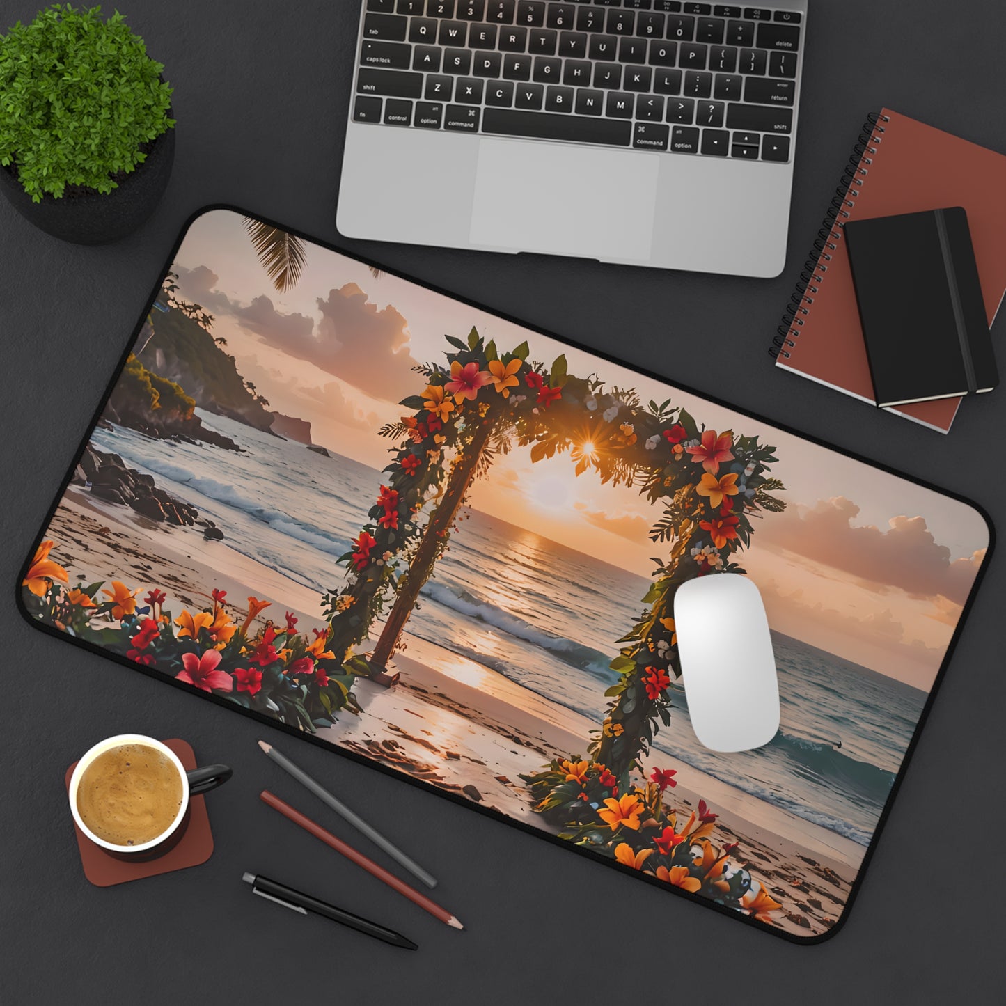 Tropical Sunset Floral Arch Desk Mat