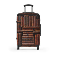 Vintage Book Collection on Shelf Cabin Suitcase