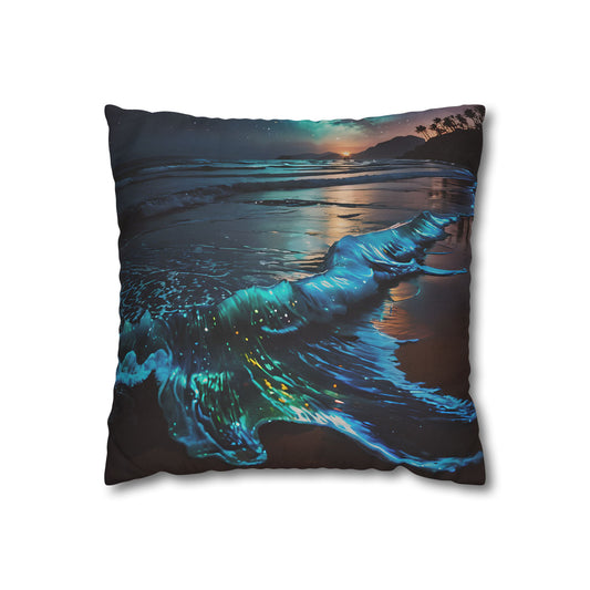 Bioluminescent Waves Decorative Pillowcase