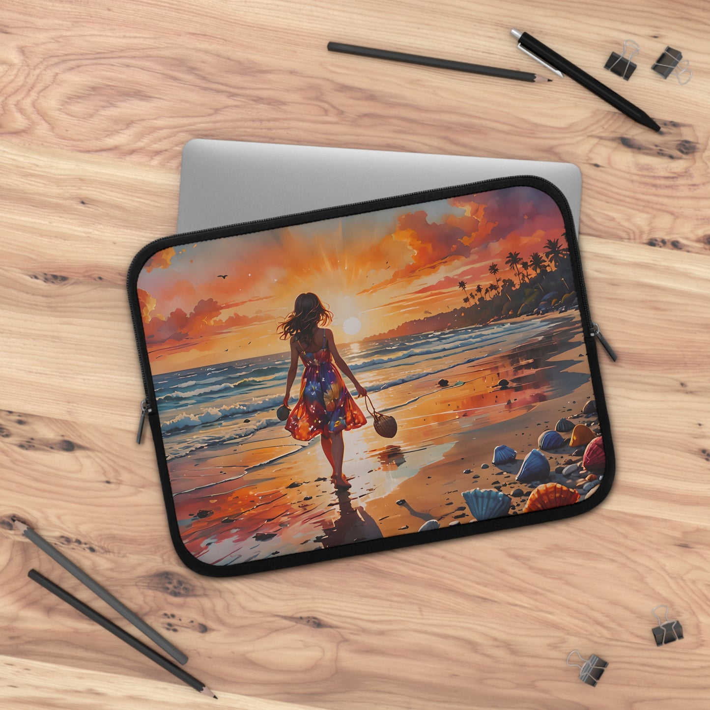 Sunset Beach Walk Laptop Sleeve