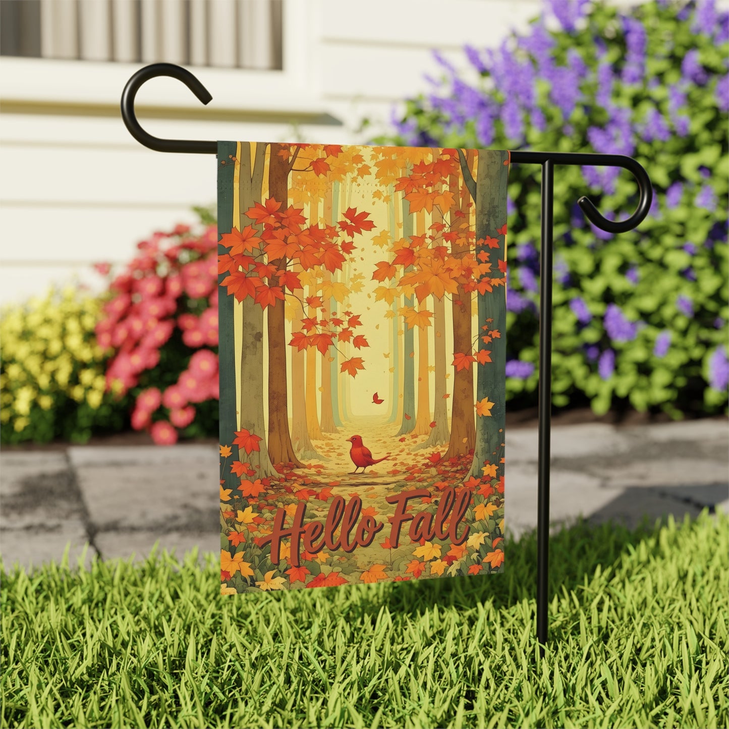 Autumn Cardinal Forest Garden Flag
