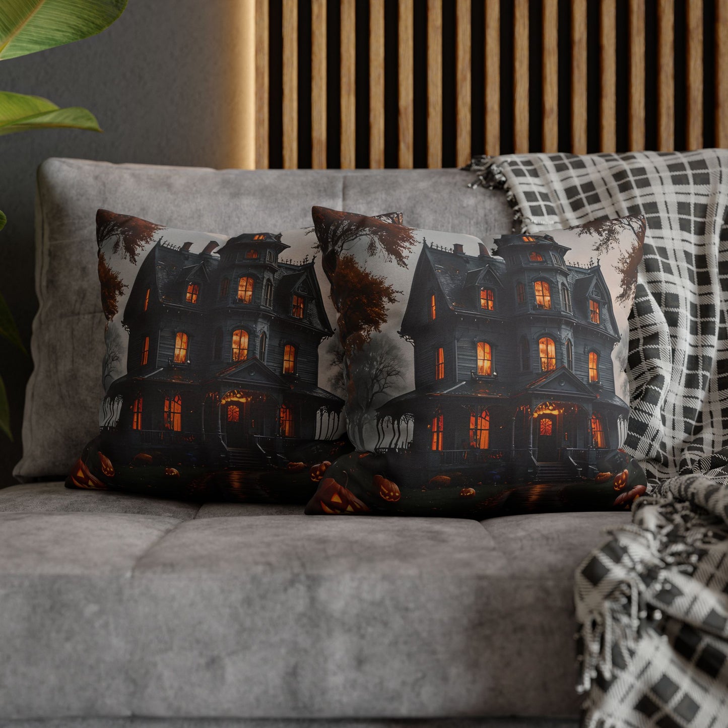 Haunted Victorian Mansion Pillow Cover