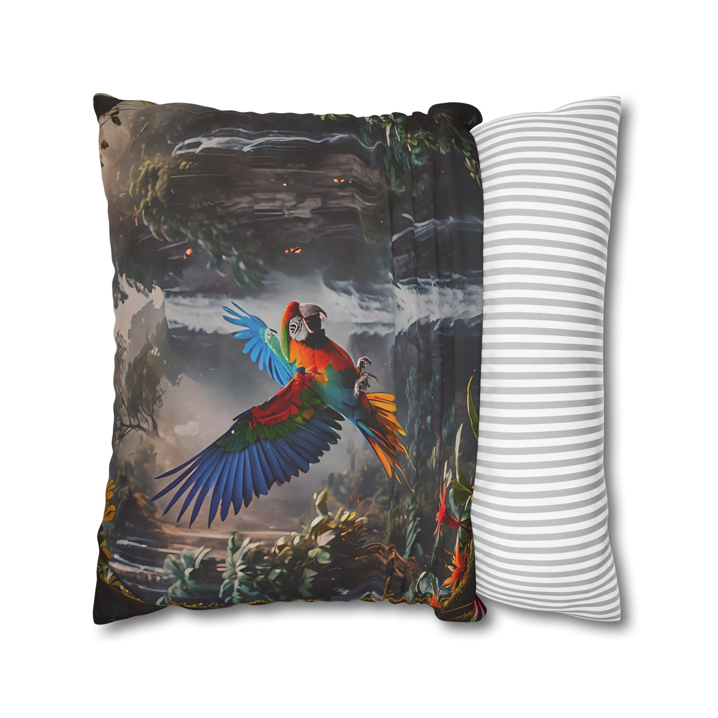 Waterfall Jungle Macaw Pillowcase