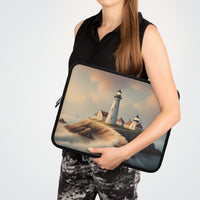 Watercolor Lighthouse Scene Laptop Sleeve