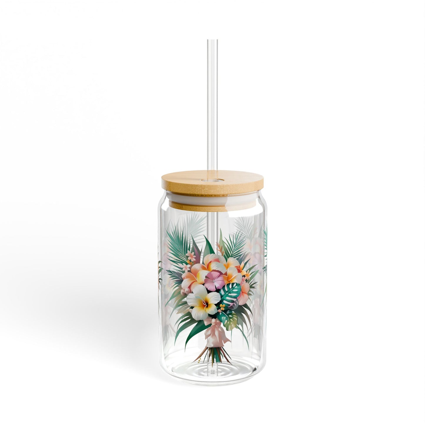 Floral Tropical Bridal Bouquet Sipper Glass
