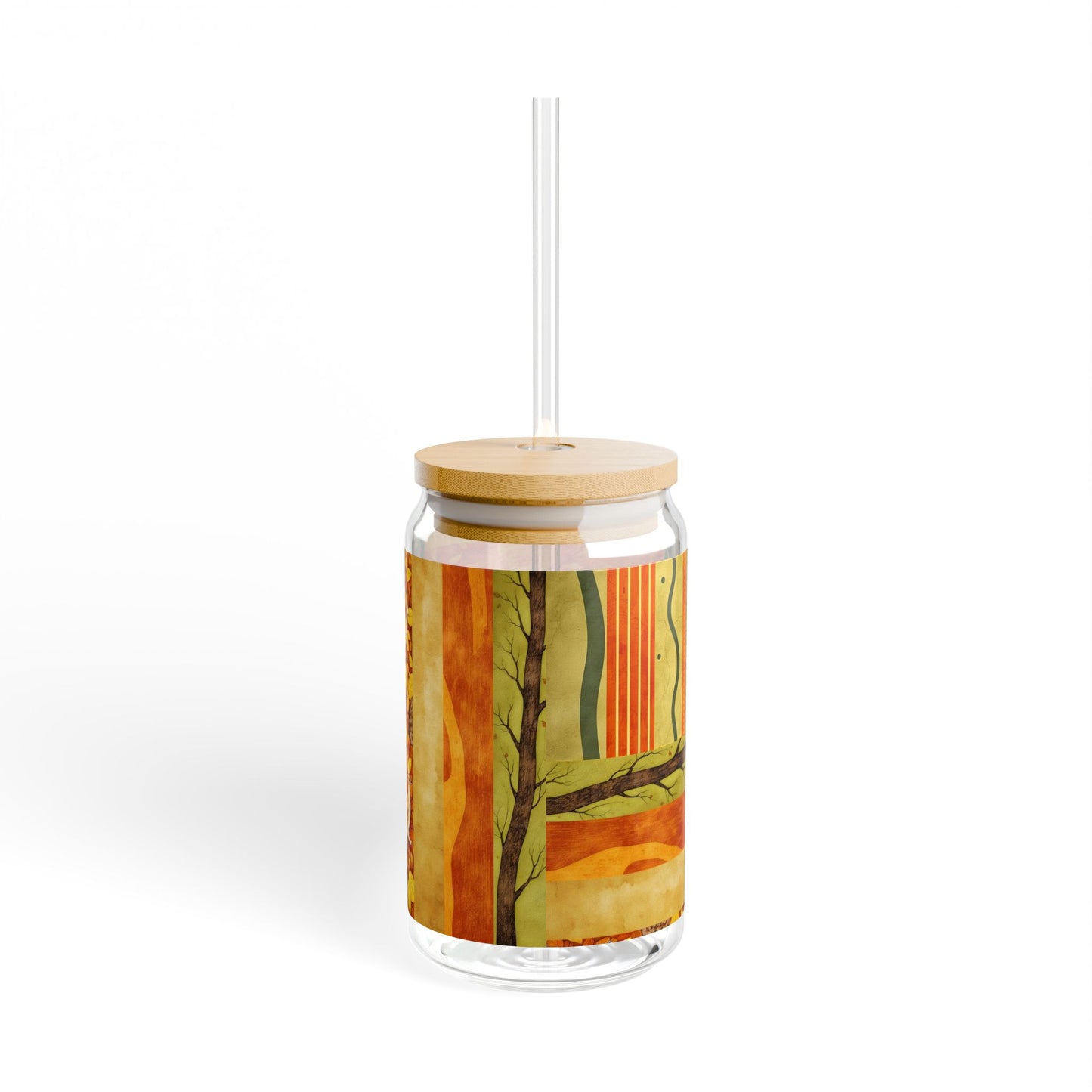 Autumn Abstract Pattern Sipper Glass