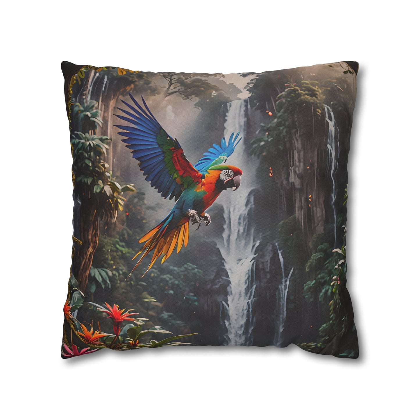 Waterfall Jungle Macaw Pillowcase