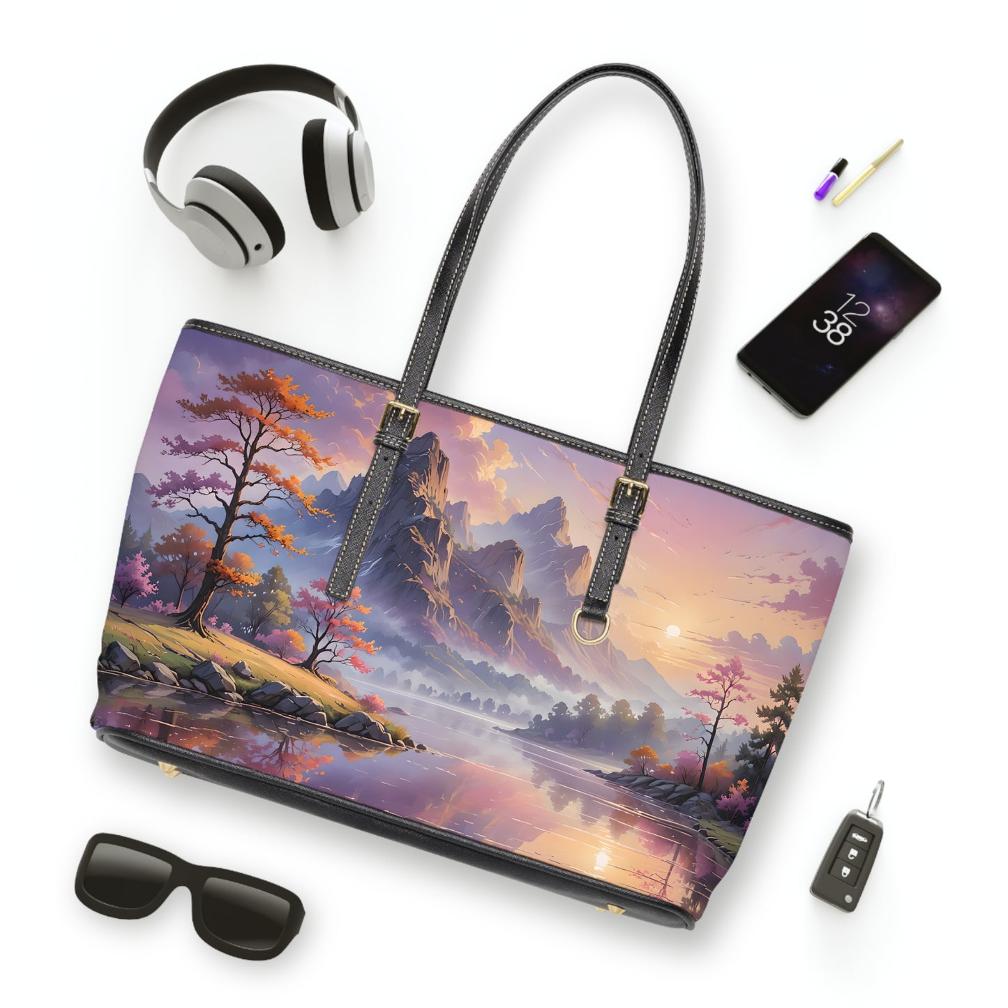 Sunset Mountain PU Leather Shoulder Bag