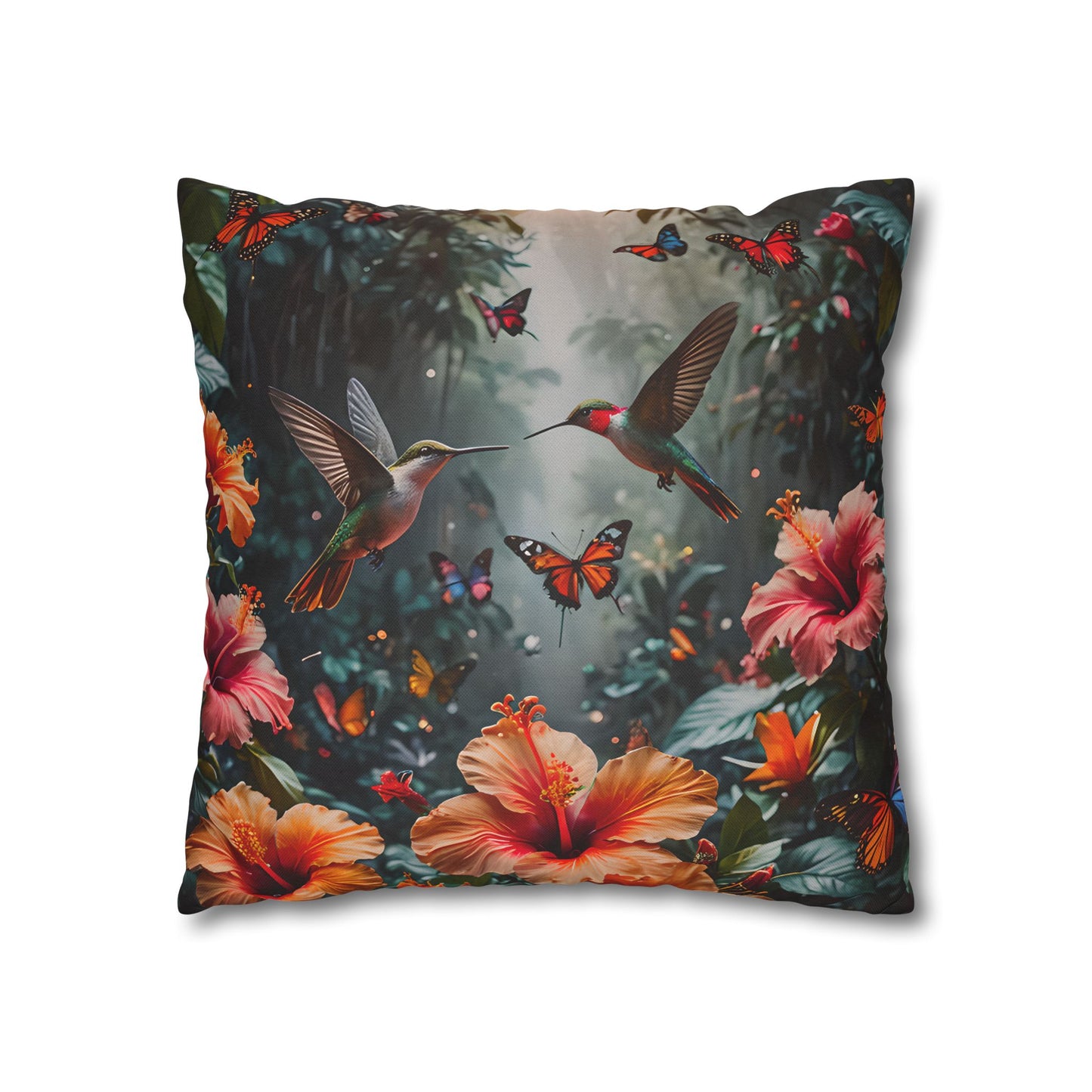 Hummingbird & Hibiscus Decorative Pillowcase