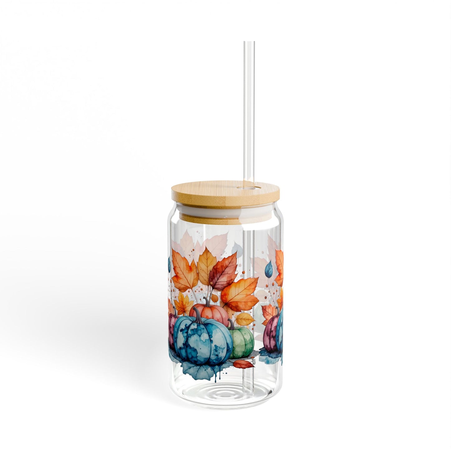 Colorful Autumn Pumpkin Sipper Glass