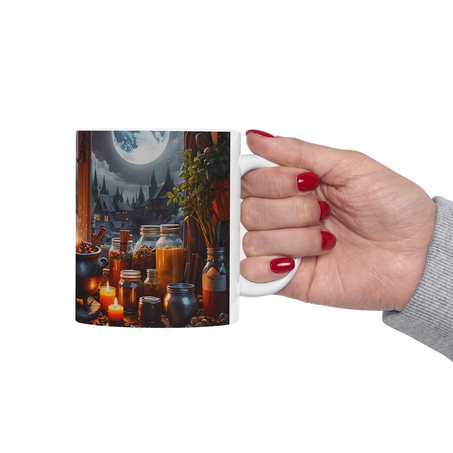 Black Cat Witch Cauldron Mug