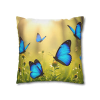 Blue Butterfly Decorative Pillowcase