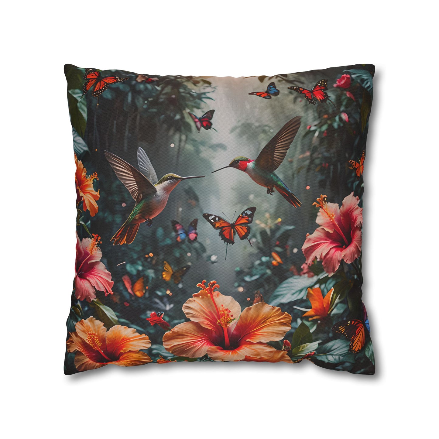 Hummingbird & Hibiscus Decorative Pillowcase