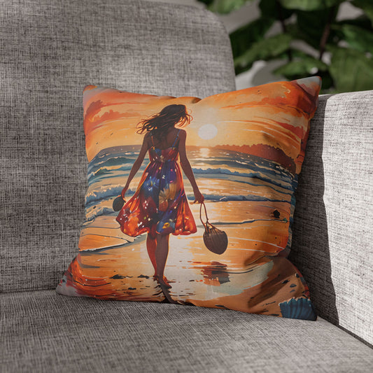 Sunset Beach Walk Pillowcase