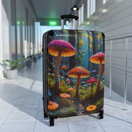 Vibrant Mushrooms in Rain Forest Cabin Suitcase