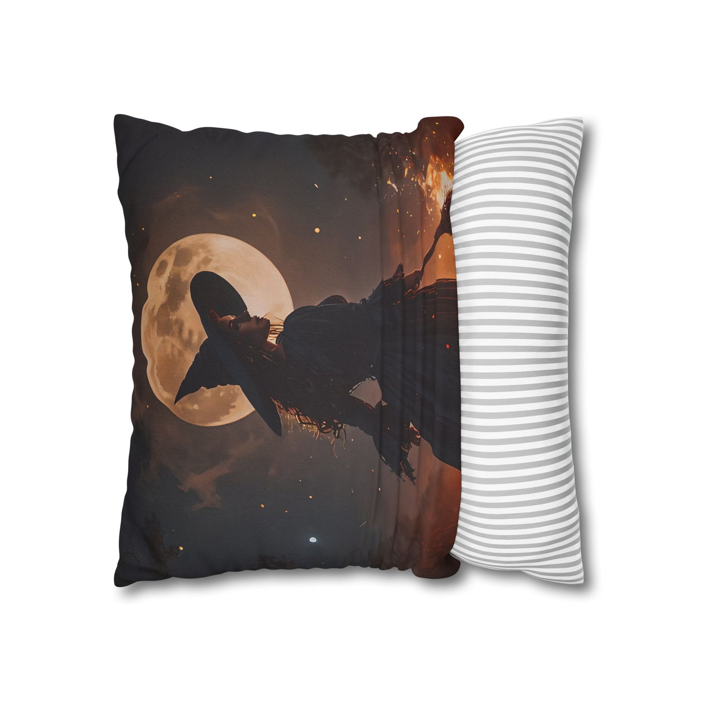 Witch Silhouette Moon Pillow Cover