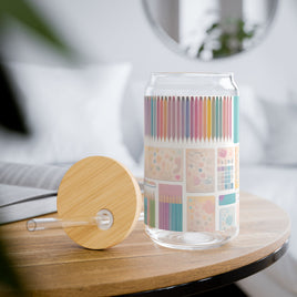Pastel Colored Pencils and Supplies Sipper Glass