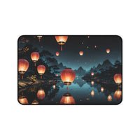 Floating Lantern at Night Desk Mat
