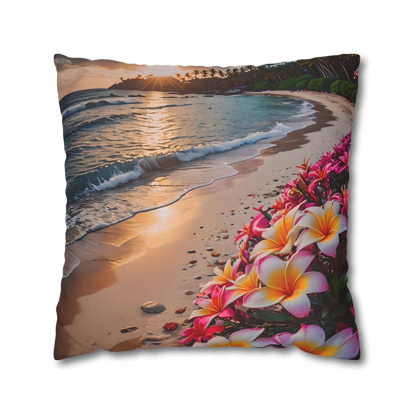 Plumeria Beach Sunset Pillowcase