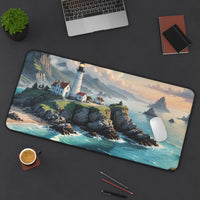 Coastal Seaside Lighthouse Desk Mat