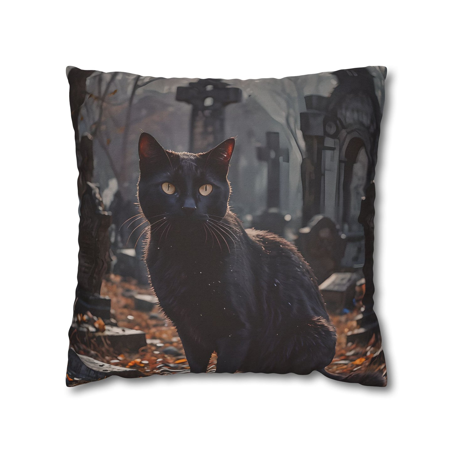 Black Cat Graveyard Pillow Cover