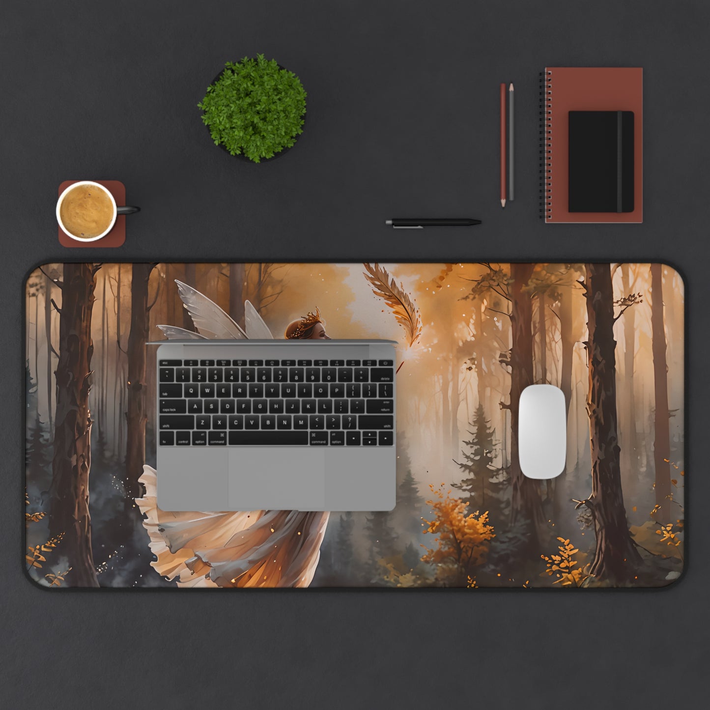 Enchanted Autumn Winged Fairy Desk Mat
