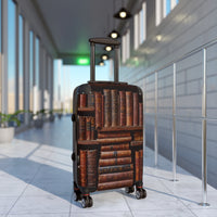 Vintage Book Collection on Shelf Cabin Suitcase