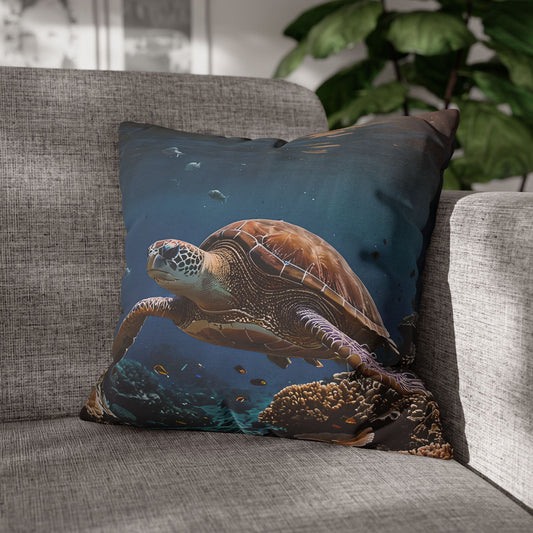 Sea Turtle in the Deep Blue Pillowcase