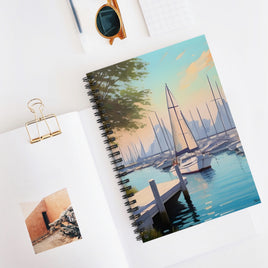 Sailboat Seaside Harbor Spiral Notebook