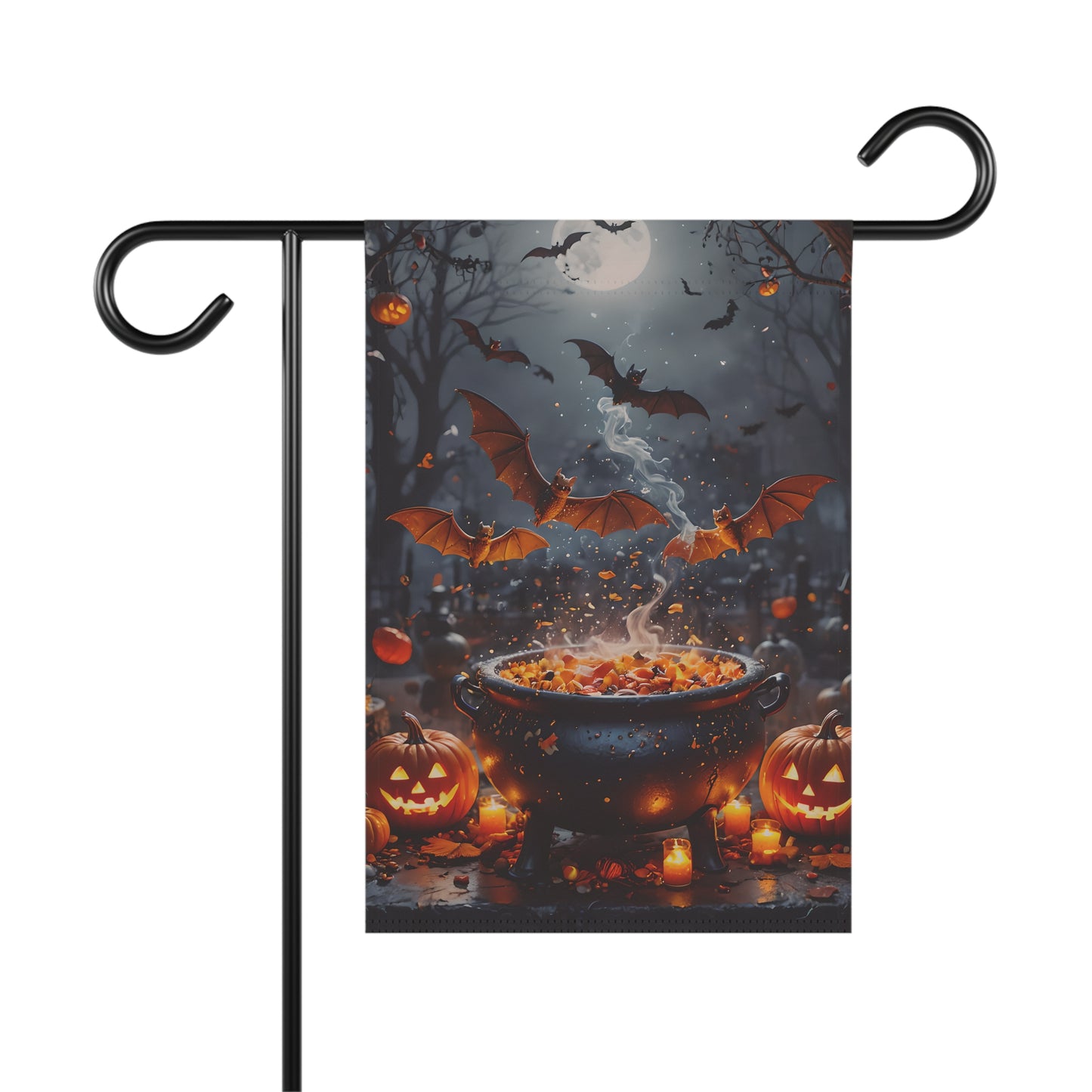 Spooky Cauldron Garden Flag