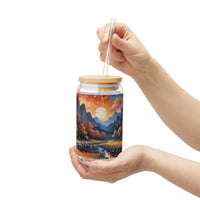 Autumn Mountain Sunset Art Sipper Glass
