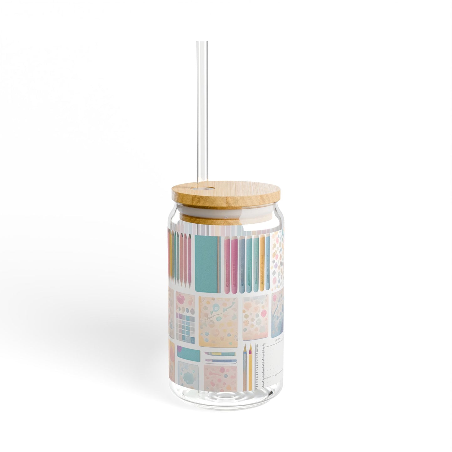 Pastel Colored Pencils and Supplies Sipper Glass
