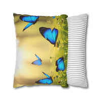 Blue Butterfly Decorative Pillowcase