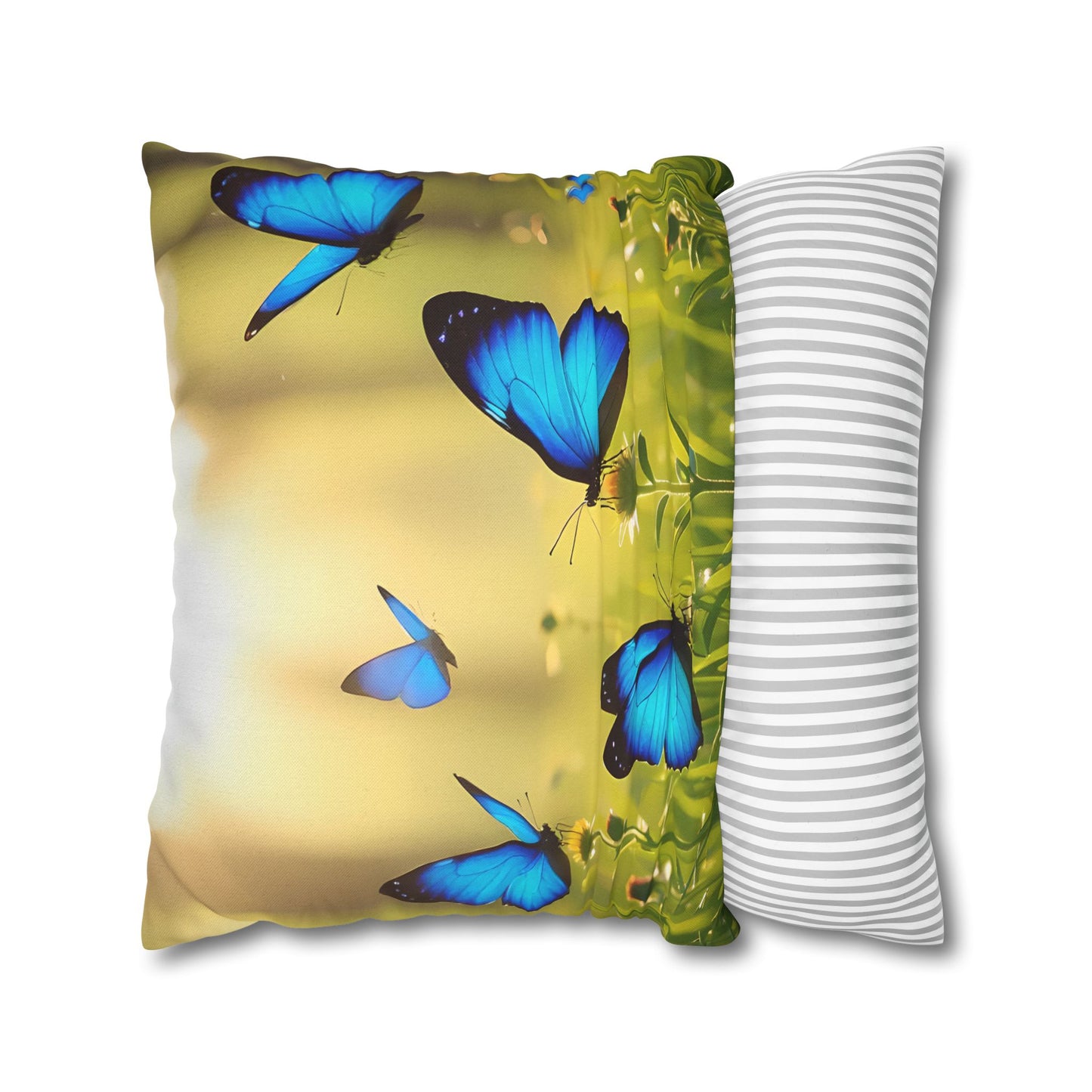 Blue Butterfly Decorative Pillowcase