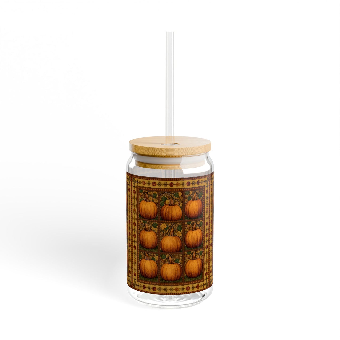 Pumpkin Quilt Patch Sipper Glass