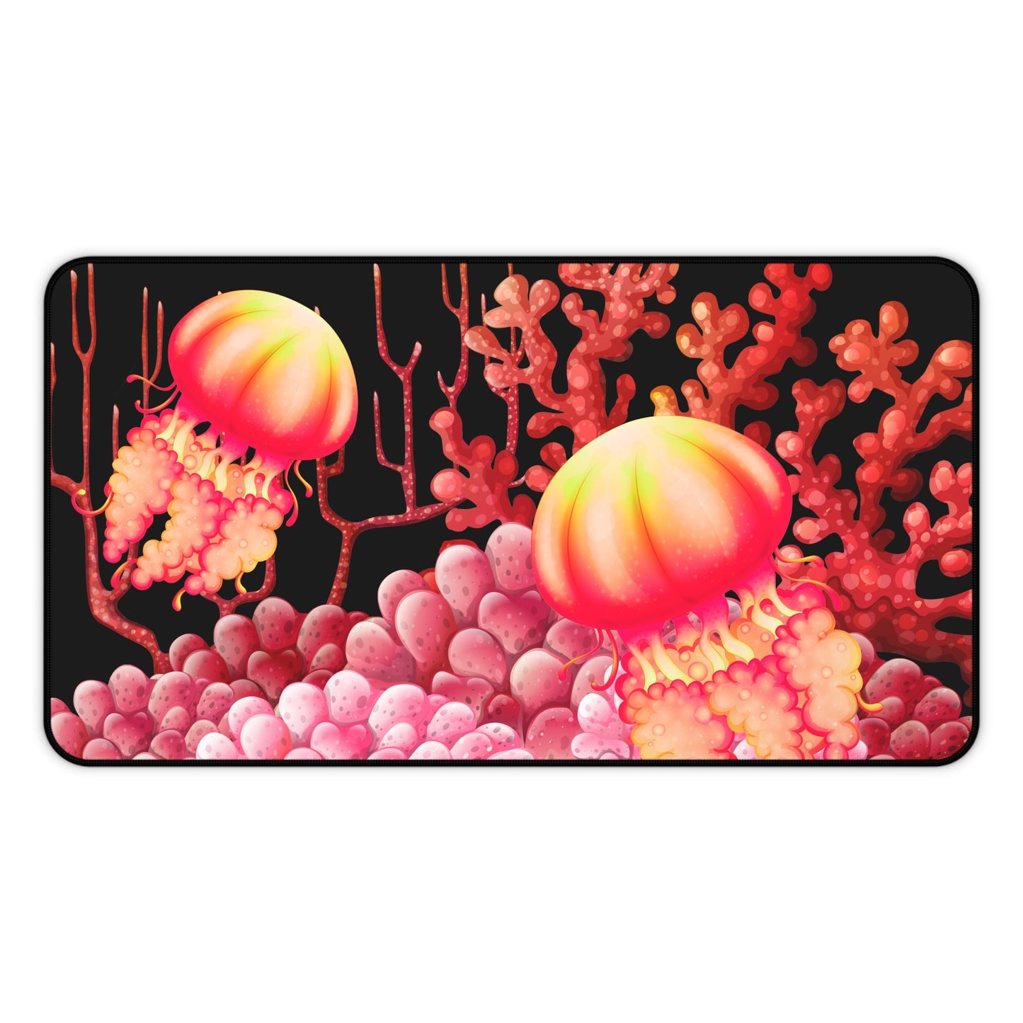 Vibrant Jellyfish Coral Desk Mat