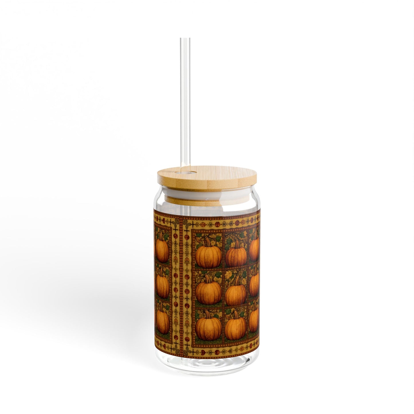 Pumpkin Quilt Patch Sipper Glass