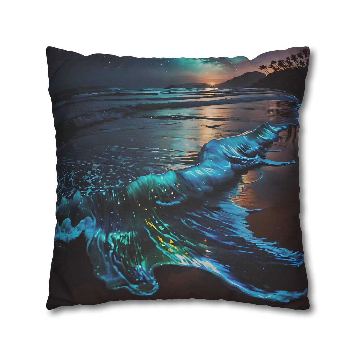 Bioluminescent Waves Decorative Pillowcase