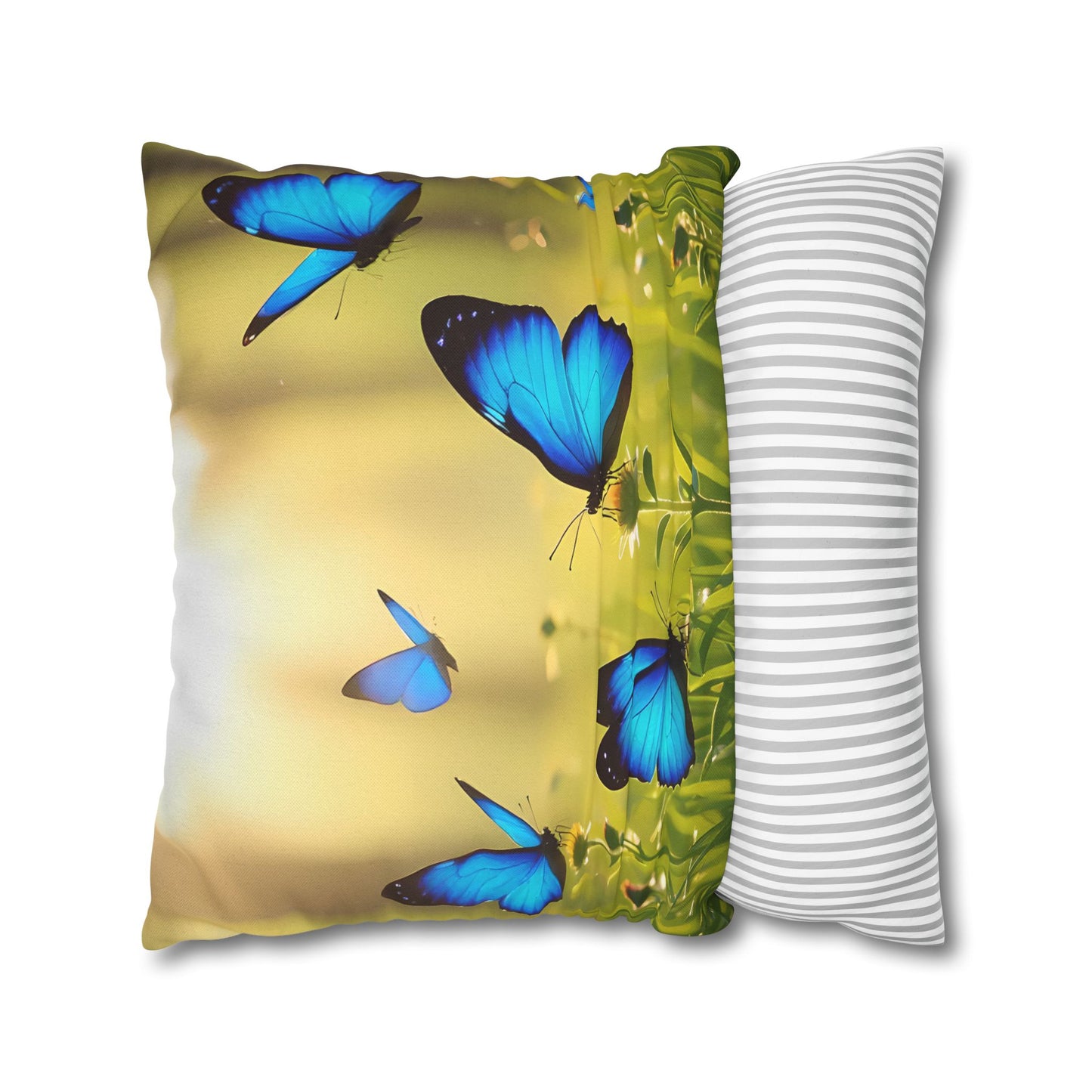 Blue Butterfly Decorative Pillowcase