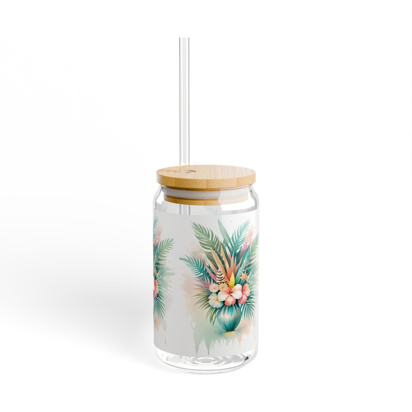 Tropical Floral Bouquet Sipper Glass