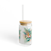 Tropical Floral Bouquet Sipper Glass