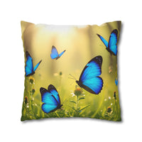 Blue Butterfly Decorative Pillowcase