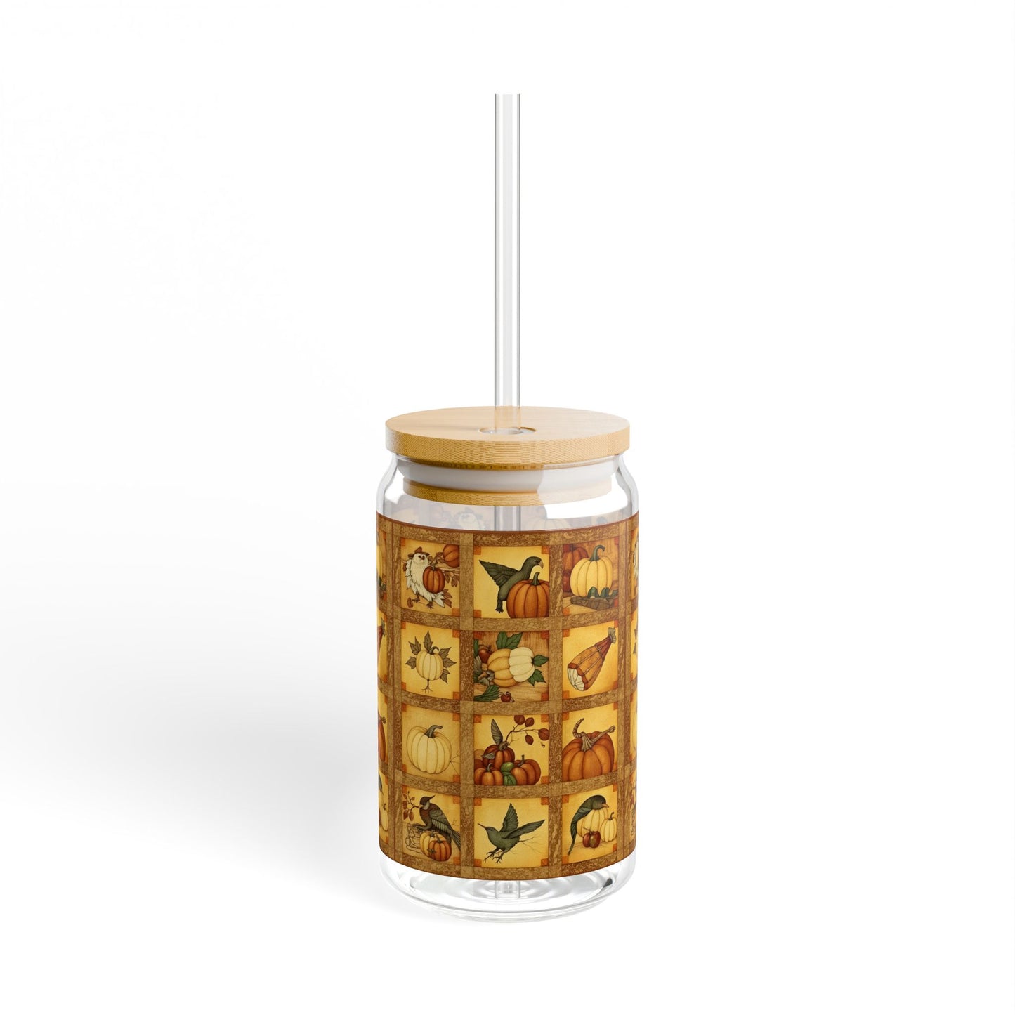 Autumn Harvest Quilt Patch Sipper Glass