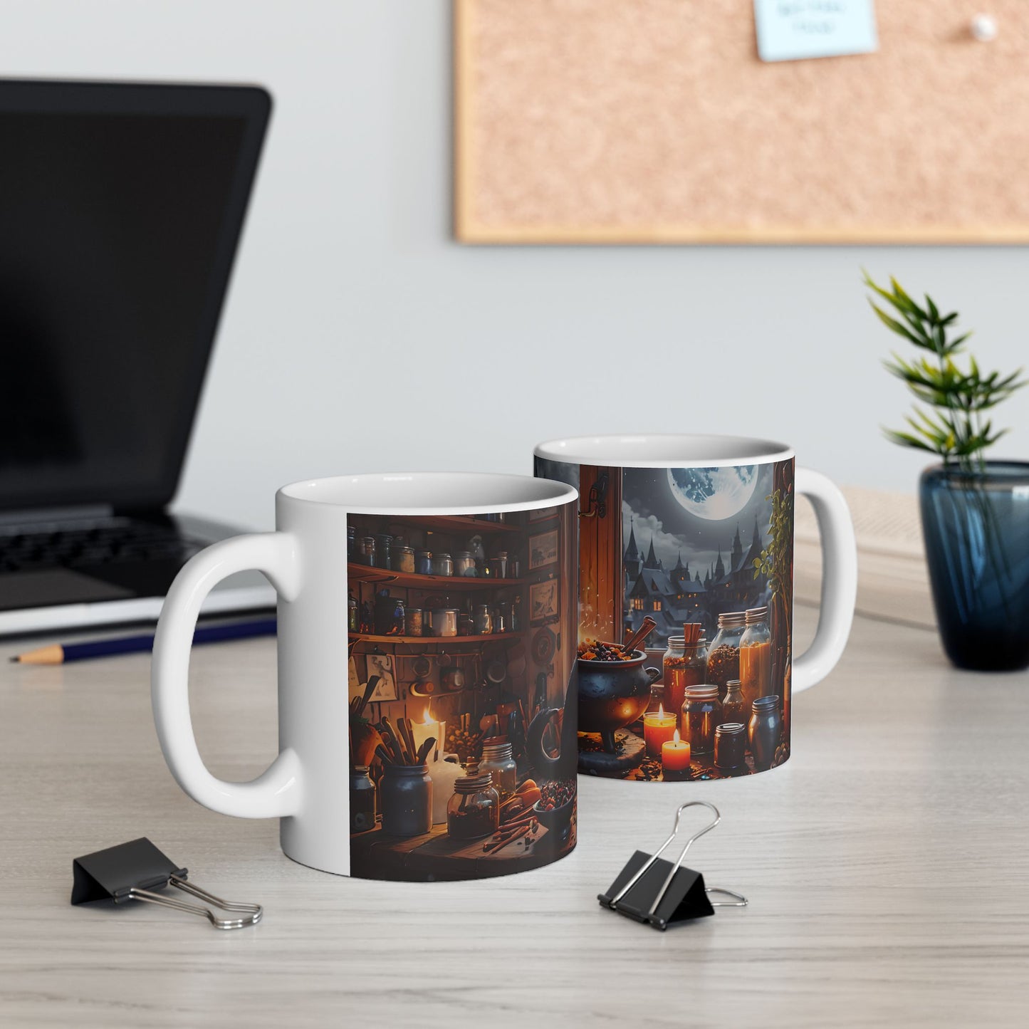 Black Cat Witch Cauldron Mug