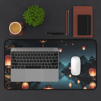 Floating Lantern at Night Desk Mat