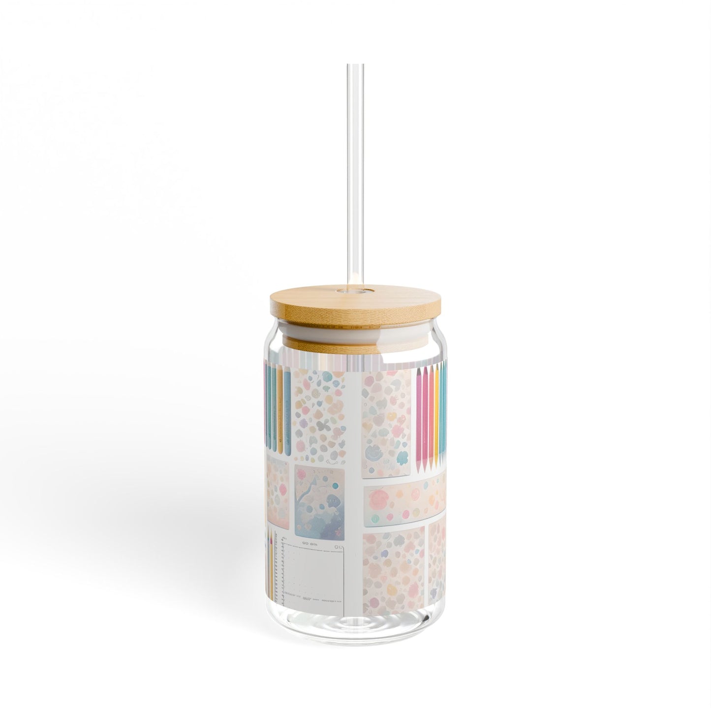 Pastel Colored Pencils and Supplies Sipper Glass